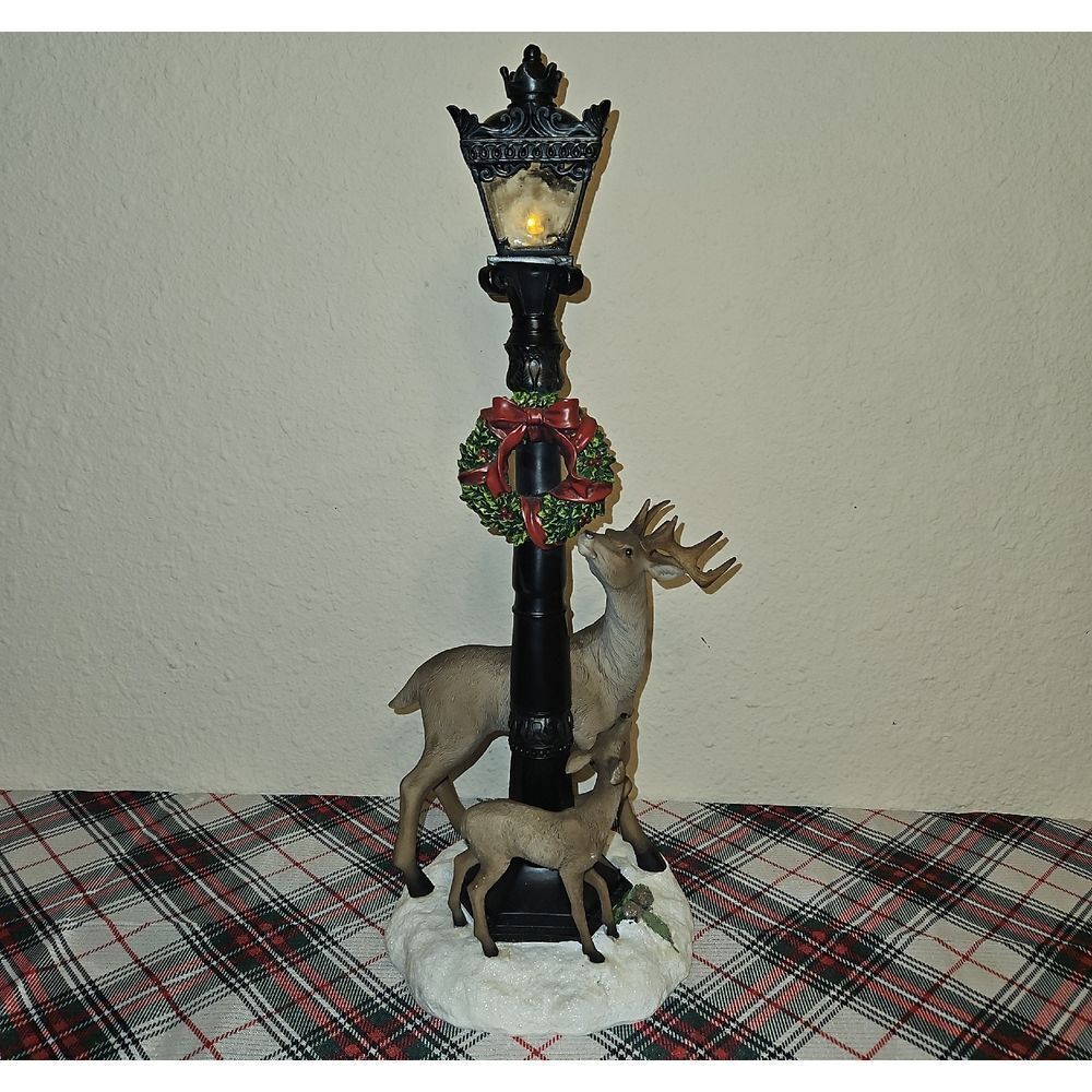 Melrose Deer & Fawn Victorian Lighted Lamppost Christmas Decor